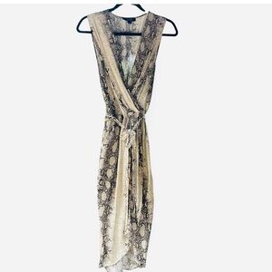 Paper Heart Australia Python Snake Print Faux Wrap Dress Rayon Tulip Hem Size XS